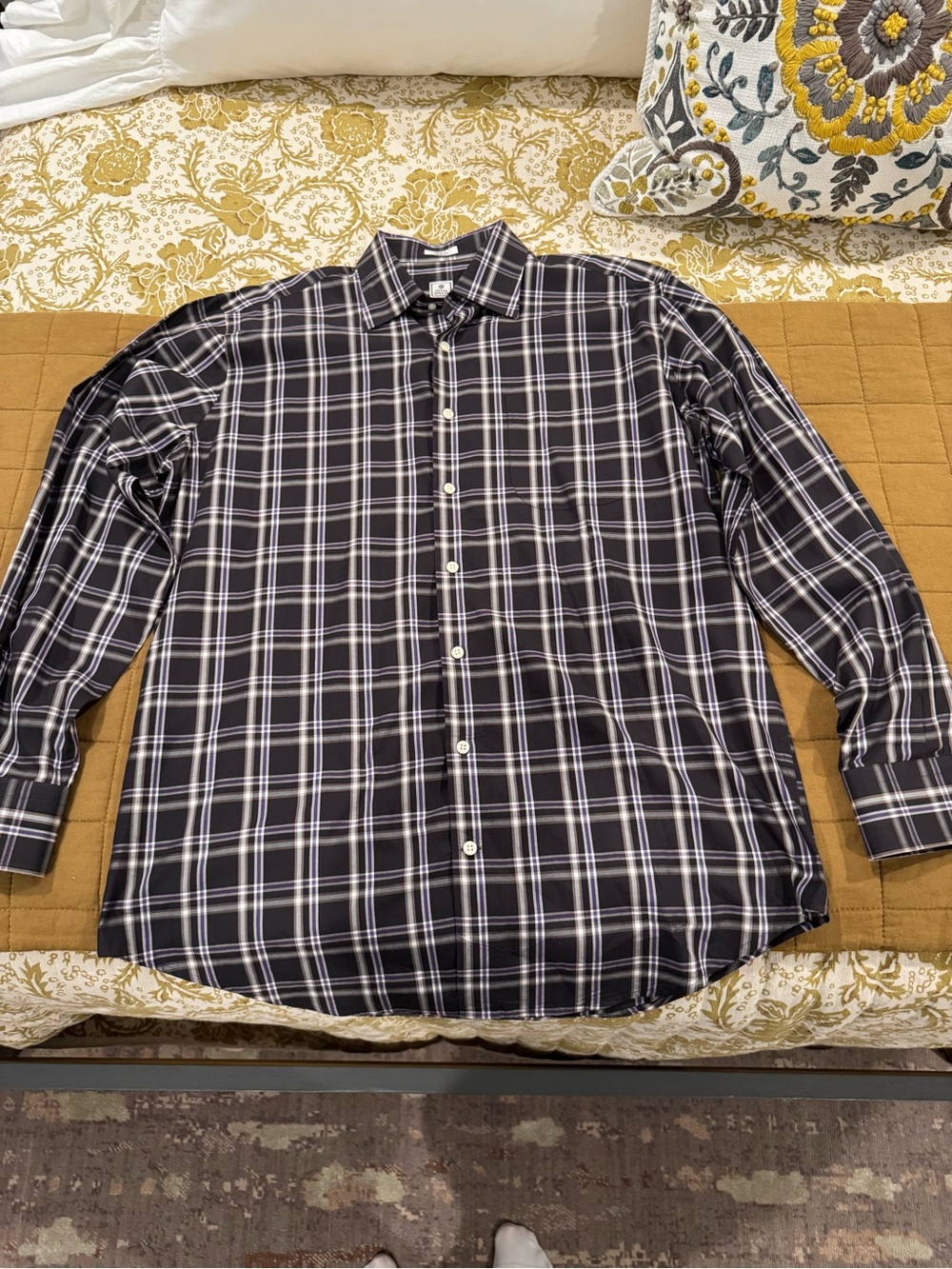 Peter Millar Men’s Large Shirt Black/Purple/Tan